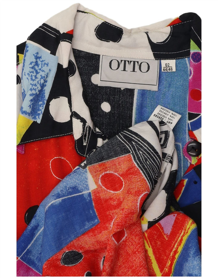 Damska bluzka koszulowa VINTAGE EU 44/46 XL Wielokolorowa patchworkowa wiskoza