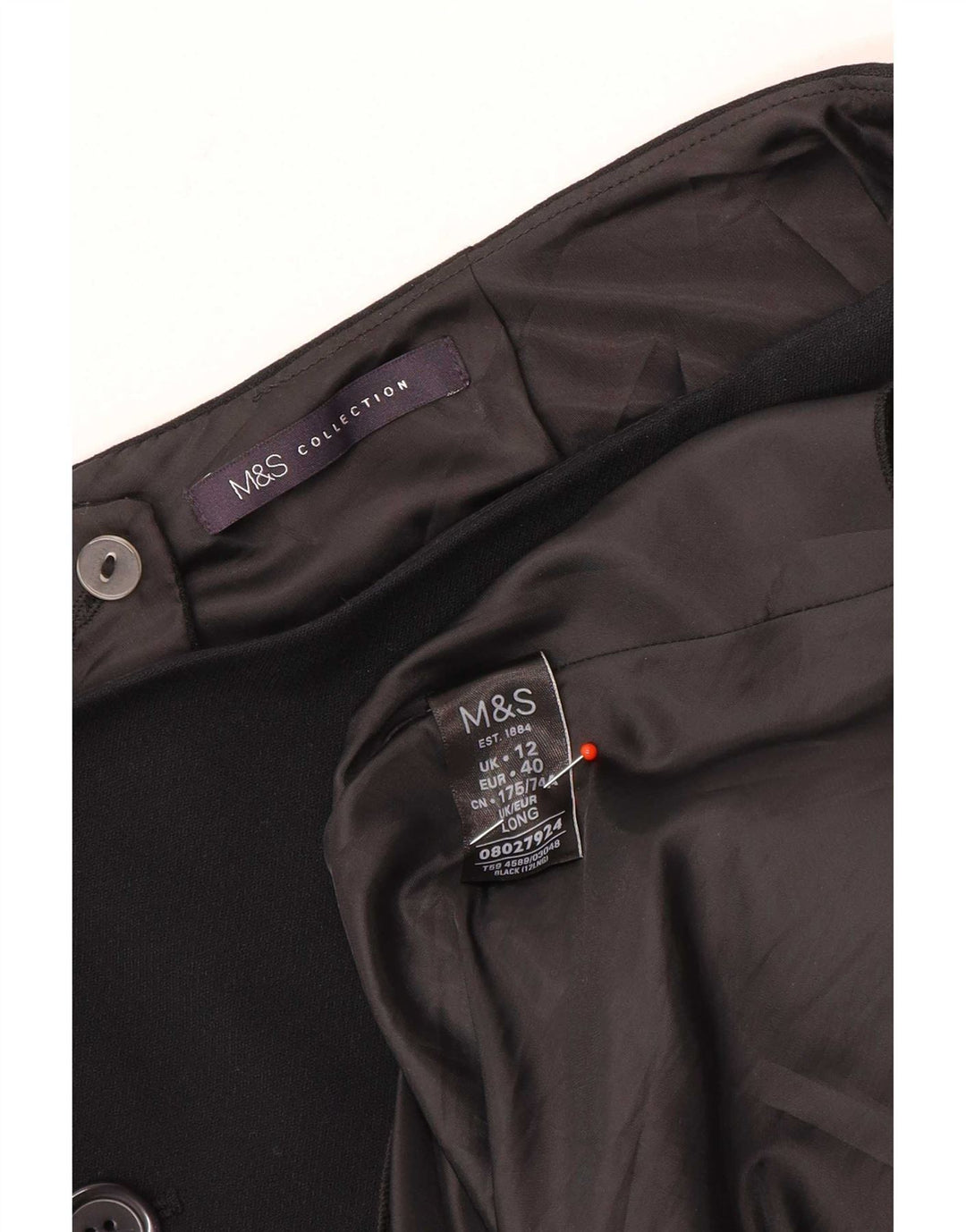 Marks & Spencer Damska spódnica w kształcie litery A UK 12 Medium W30 Czarny poliester