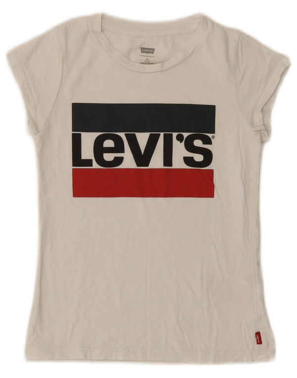 Dziewczęcy T-shirt z grafiką Levi's Top 7-8 lat, biała bawełna