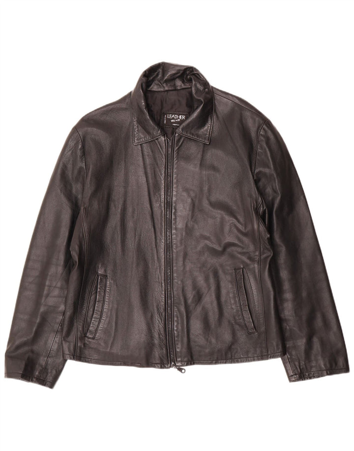 Kurtka skórzana damska VINTAGE UK 16, duża czarna skóra