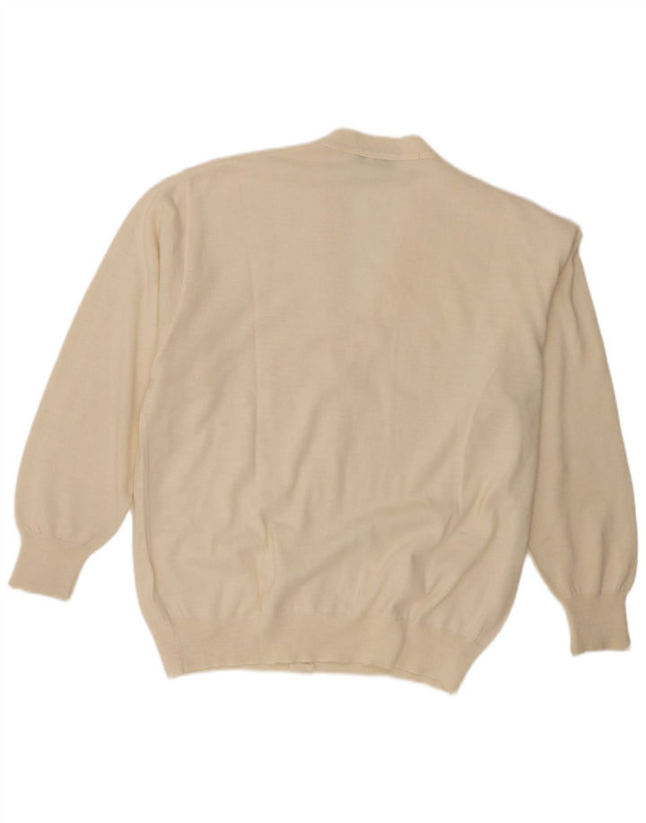 Vintage męski sweter kardigan IT 50 średnia biała wełna