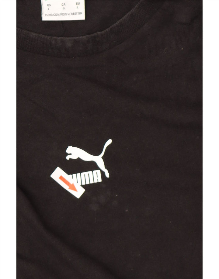Męska koszulka z grafiką Puma, duża, czarna, bawełniana