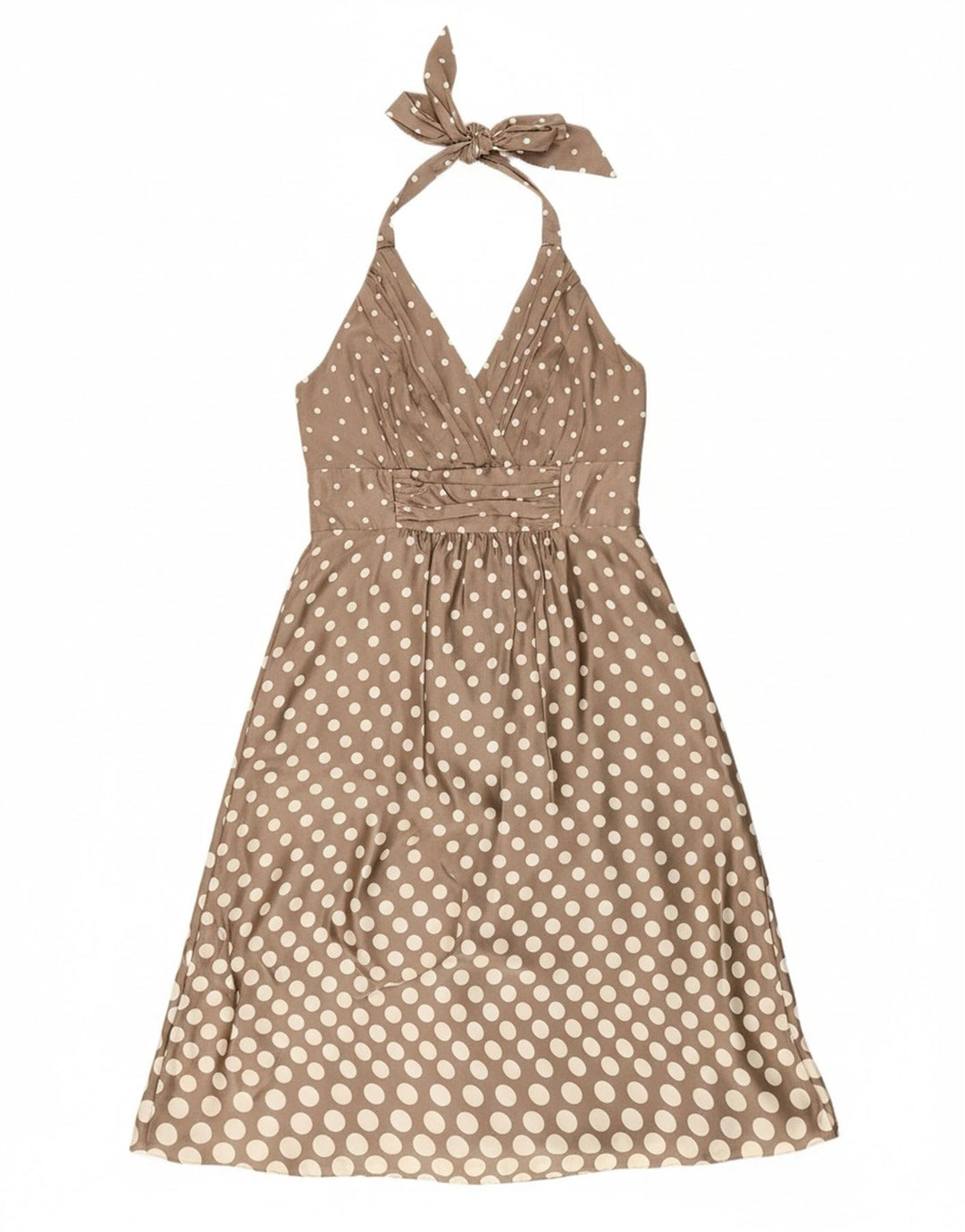 MONSOON Womens Halter Dress UK 12 Medium Grey Polka Dot Silk
