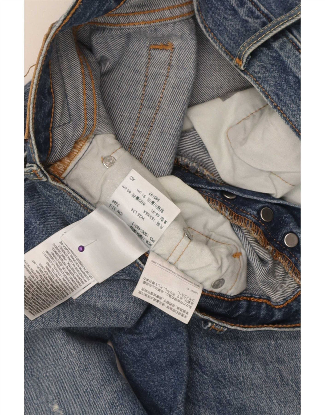 Damskie jeansy Levi's 501 CT w trudnej sytuacji W26 L30 Niebieska bawełna