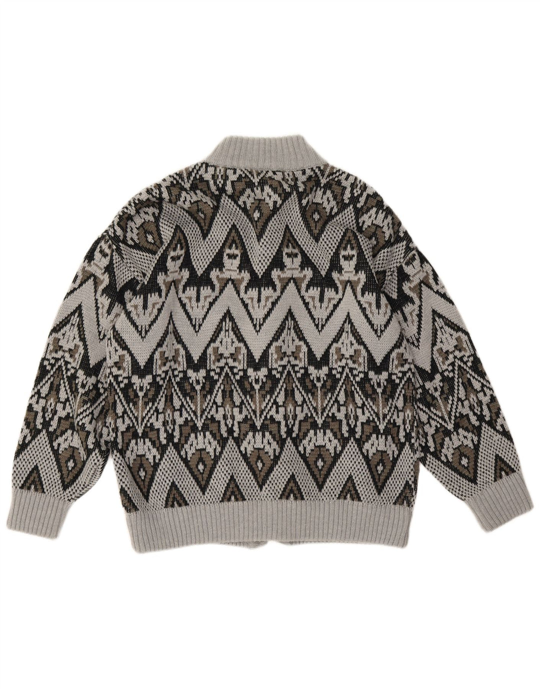 LINEA Męski sweter rozpinany, duży, szary, geometryczny akryl