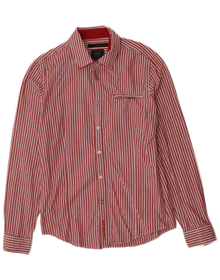Koszula męska Calvin Klein Jeans Slim Fit, bawełniana w średnie czerwone paski