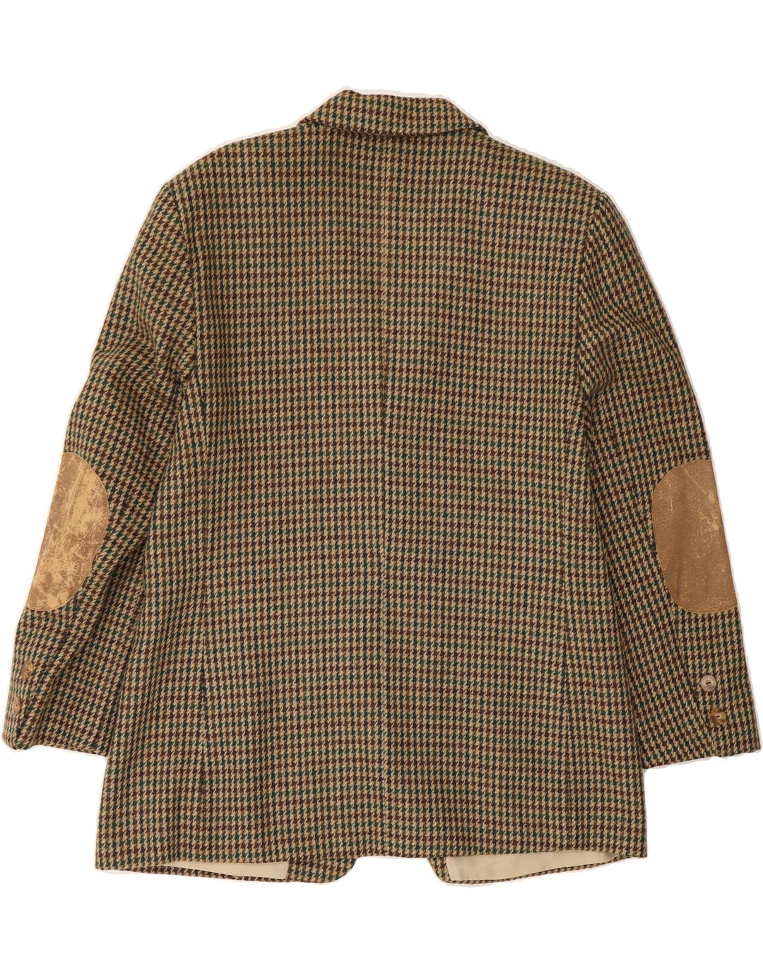 VINTAGE Womens 3 Button Blazer Jacket UK 16 Large  Brown Houndstooth Vintage Vintage and Second-Hand Vintage from Messina Hembry 