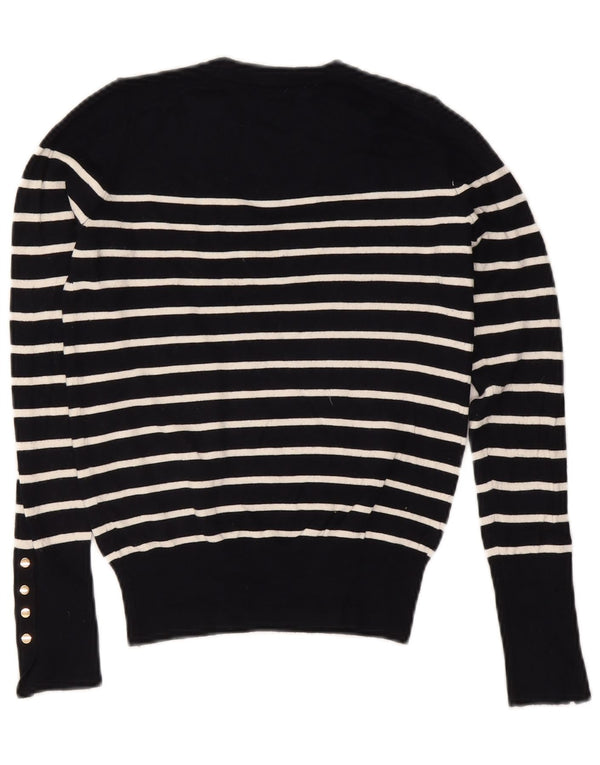 Sweter damski Zara z okrągłym dekoltem UK 10 w małe granatowe paski