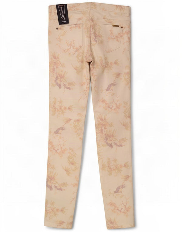 Zara Damskie Trafaluc Skinny Jeans EU 34 2XS W24 L29 Biała bawełna w kwiaty