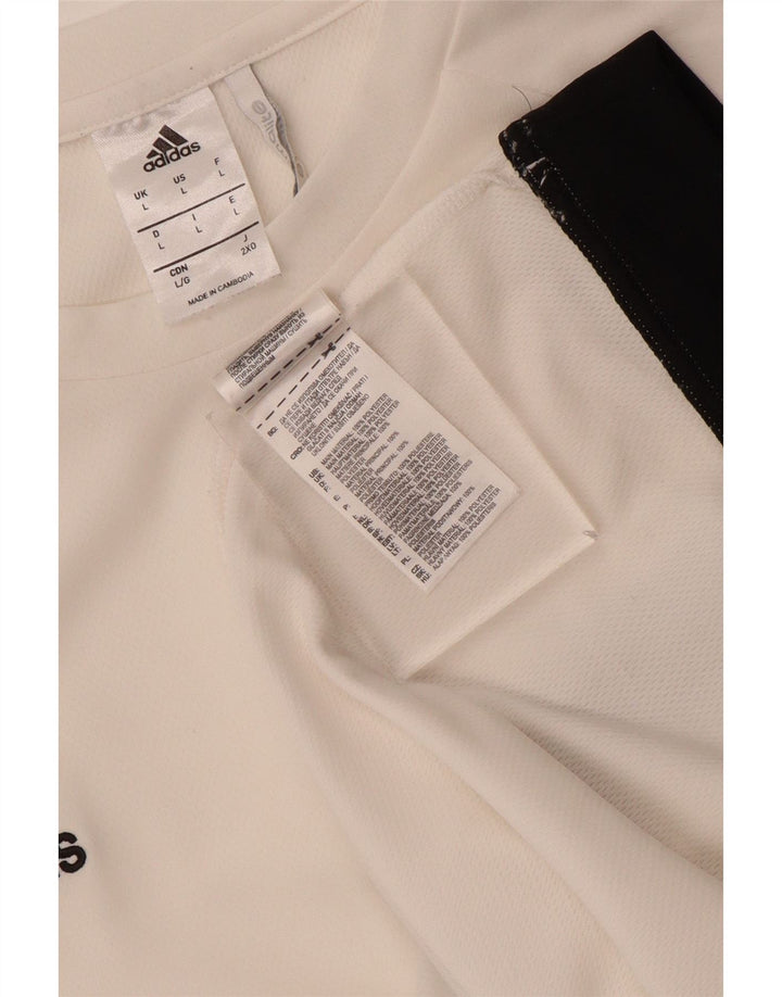 Adidas Męska koszulka Climalite Top, duża, biała, poliestrowa z blokami kolorów