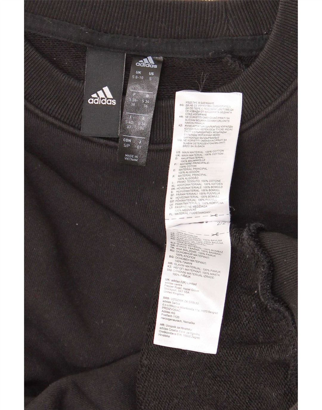 Damska bluza oversize Adidas Jumper UK 8/10 Mała czarna bawełna