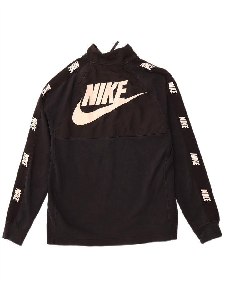 Męski sweter NIKE z grafiką i zamkiem błyskawicznym, mały, czarny, bawełniany