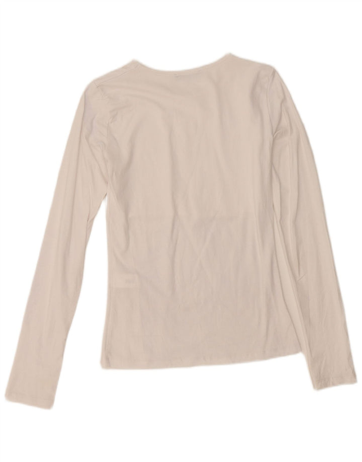 Top damski Zara z długim rękawem UK 8, mały, biały, bawełniany