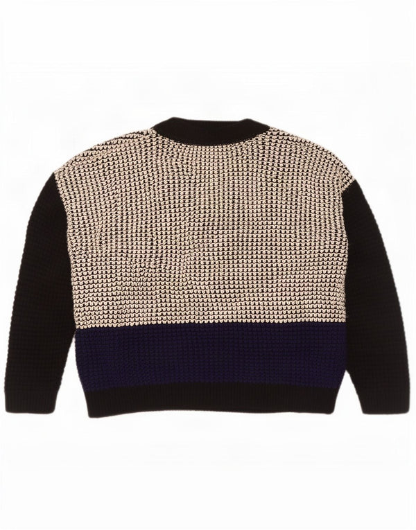 Damski sweter z dekoltem w łódkę Topshop UK 10, mały, czarny, z blokami kolorów