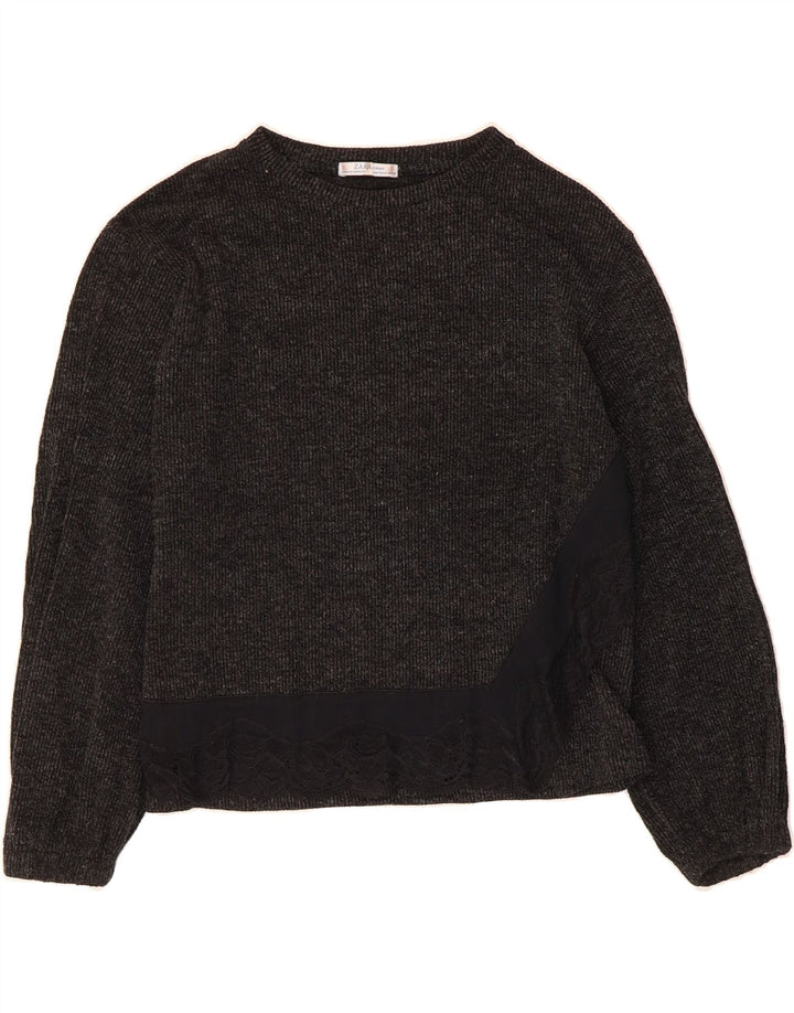 ZARA Womens Crew Neck Jumper Sweater UK 14 Medium Grey Vintage Zara and Second-Hand Zara from Messina Hembry 
