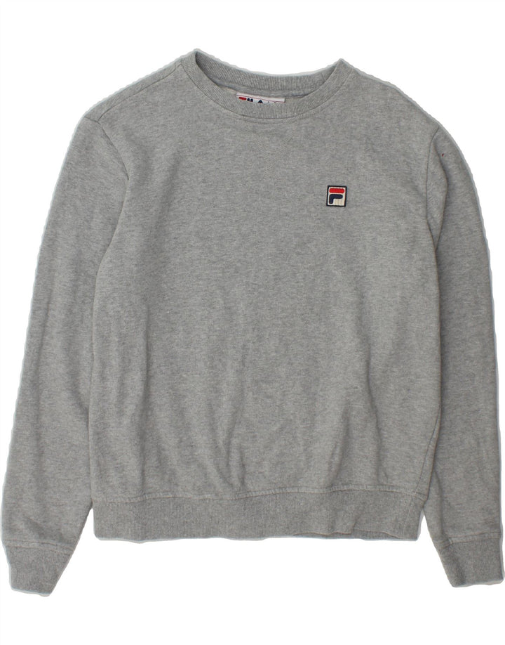 FILA Womens Oversized Sweatshirt Jumper UK 10 Small Grey Cotton Vintage Fila and Second-Hand Fila from Messina Hembry 