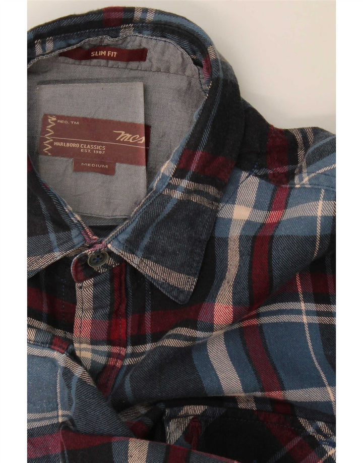 Koszula flanelowa męska Marlboro Classics Slim Fit w średnią granatową kratkę