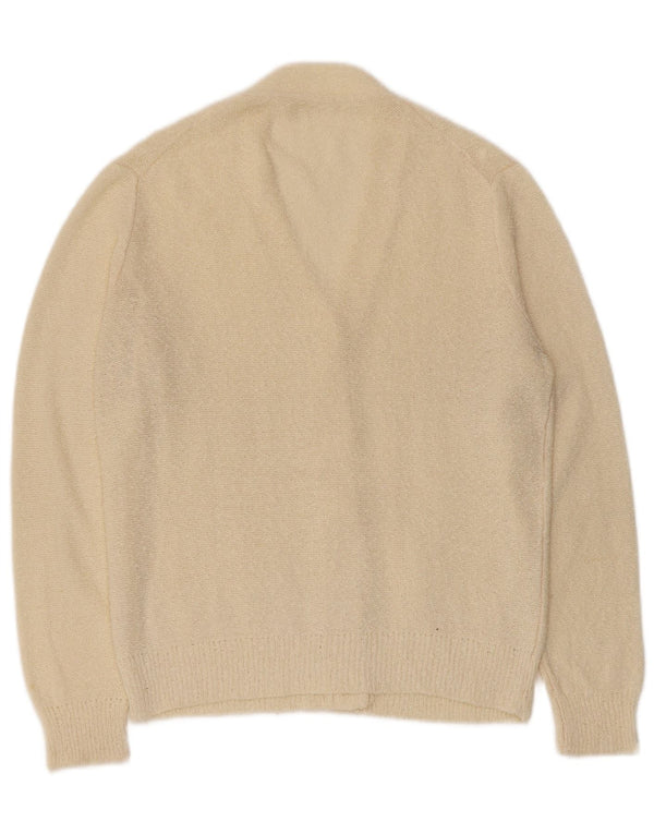Sweter damski w stylu vintage, kardigan UK 14, średni beż