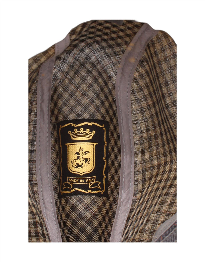 Vintage męski kapelusz fedora w dużą szarą klasyczną kratkę