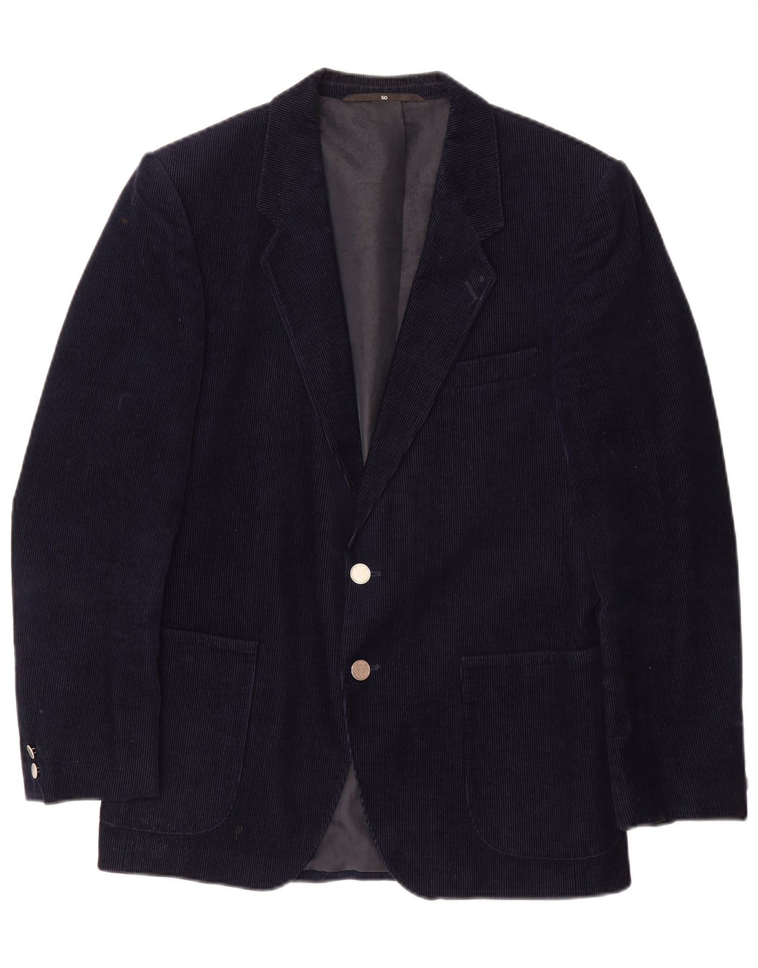 JINGLERS Mens 2 Button Corduroy Blazer Jacket IT 50 Large Navy Blue Cotton