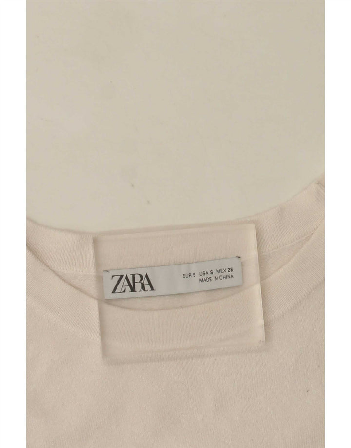Damska bluzka z krótkim rękawem Zara Top UK 10 Small White