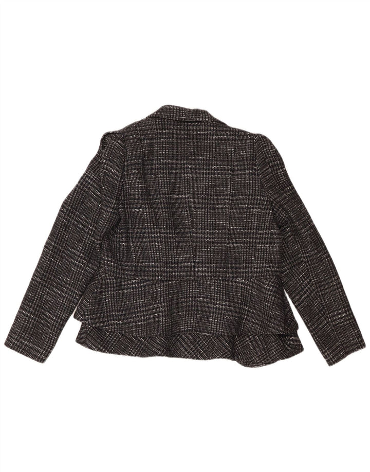 MASSIMO DUTTI Womens Open Blazer Jacket EU 42 Large Black Check
