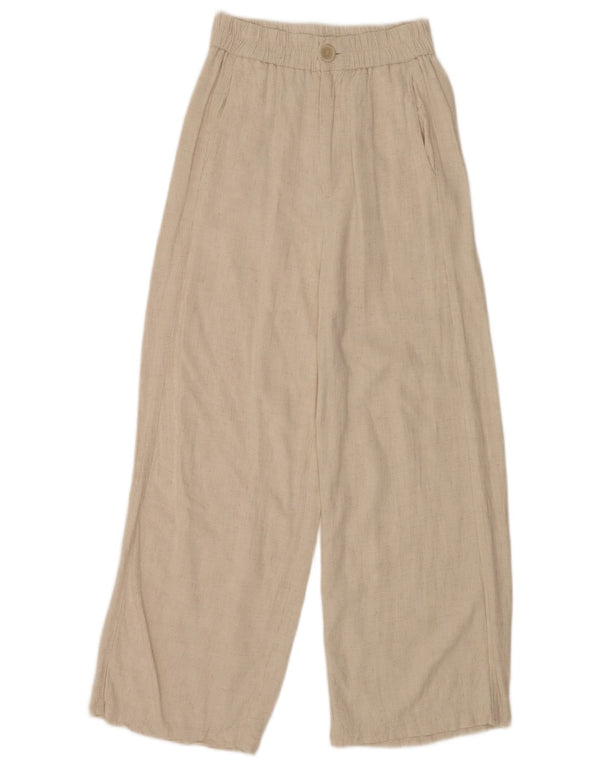 Damskie spodnie typu casual z wysokim stanem i szerokimi nogawkami Stradivarius XS W24 L24 Beżowe