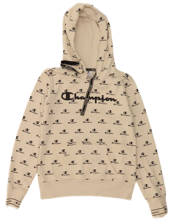 Damska bluza z kapturem Champion Graphic UK 10 Small, beżowa, bawełniana