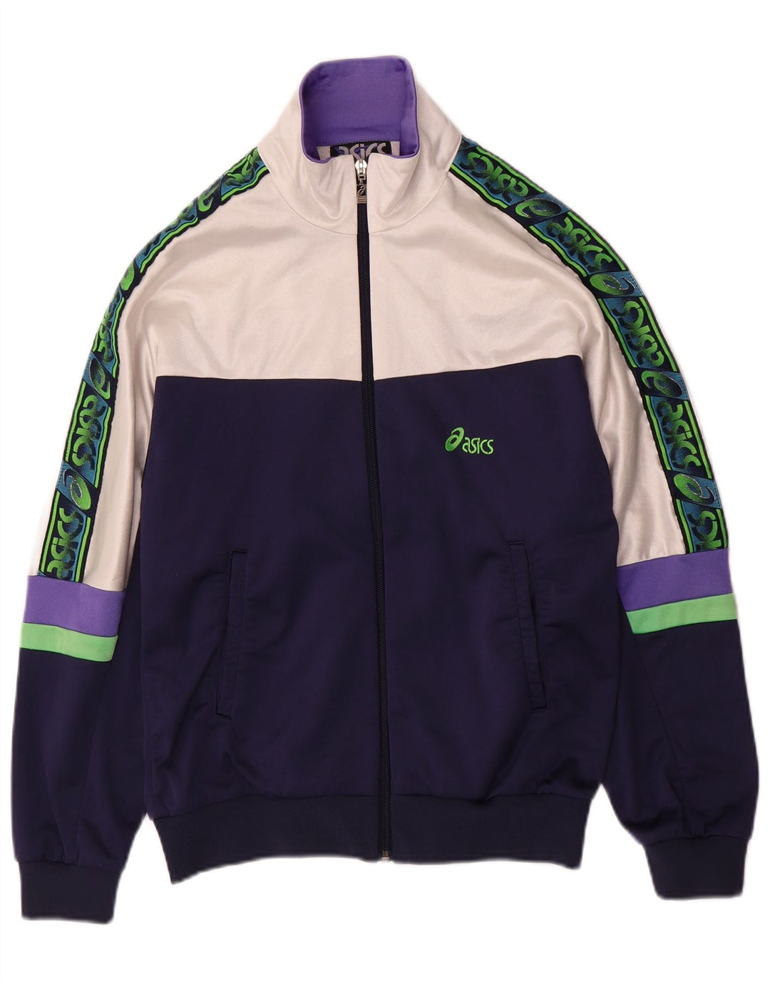 Pełny dres damski Asics IT 46, duży, granatowy, blokowy poliamid