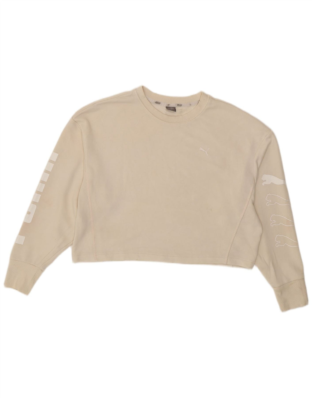 Damska bluza Puma Oversize Crop Graphic Jumper UK 16, duża, beżowa