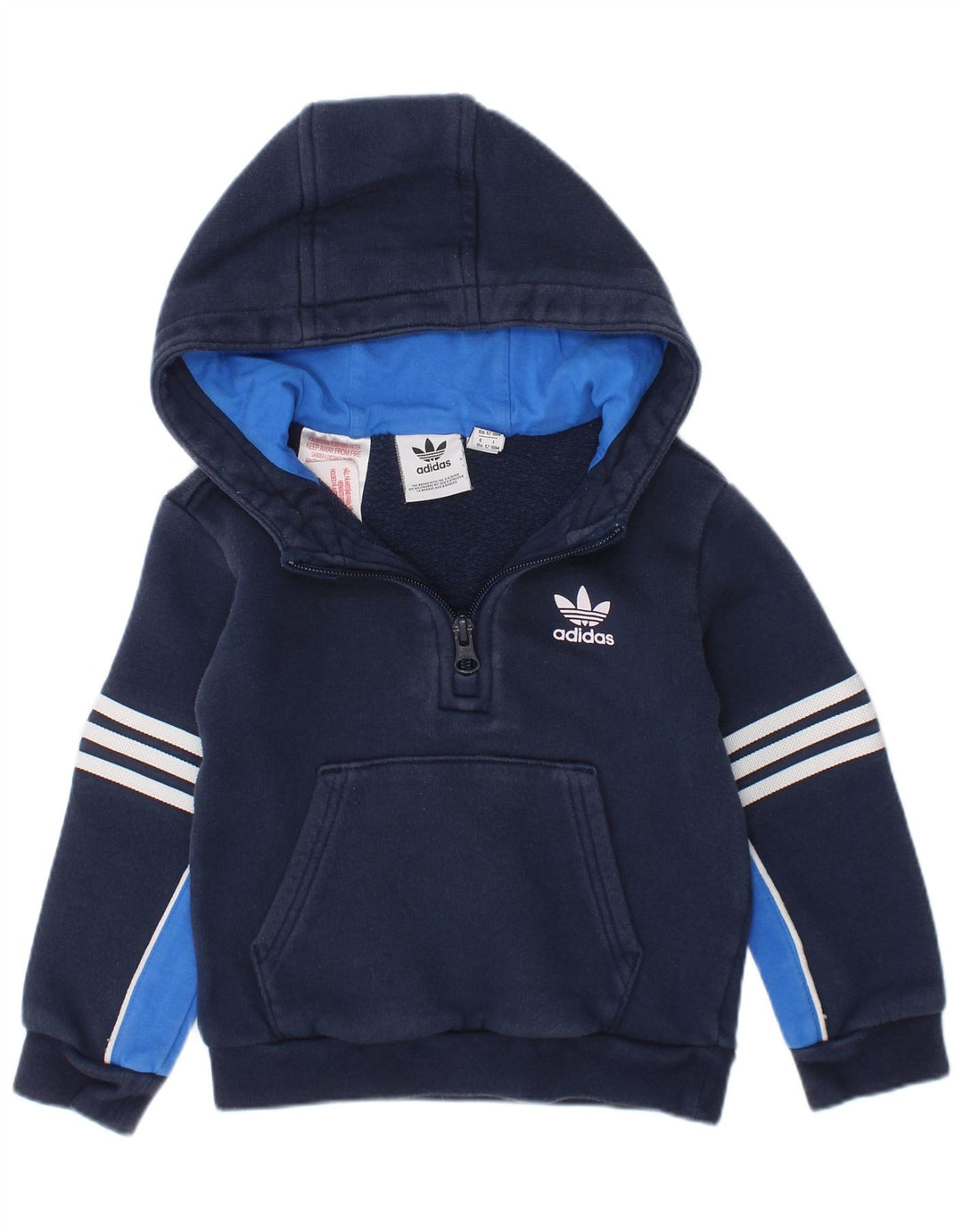 Bluza z kapturem ADIDAS dla chłopców, zapinana na zamek, 12-18 miesięcy, granatowa, z blokami kolorów
