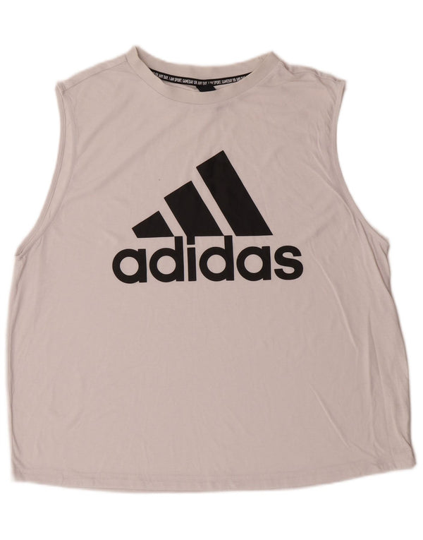 Męska kamizelka z grafiką ADIDAS, duża, biała, sportowa