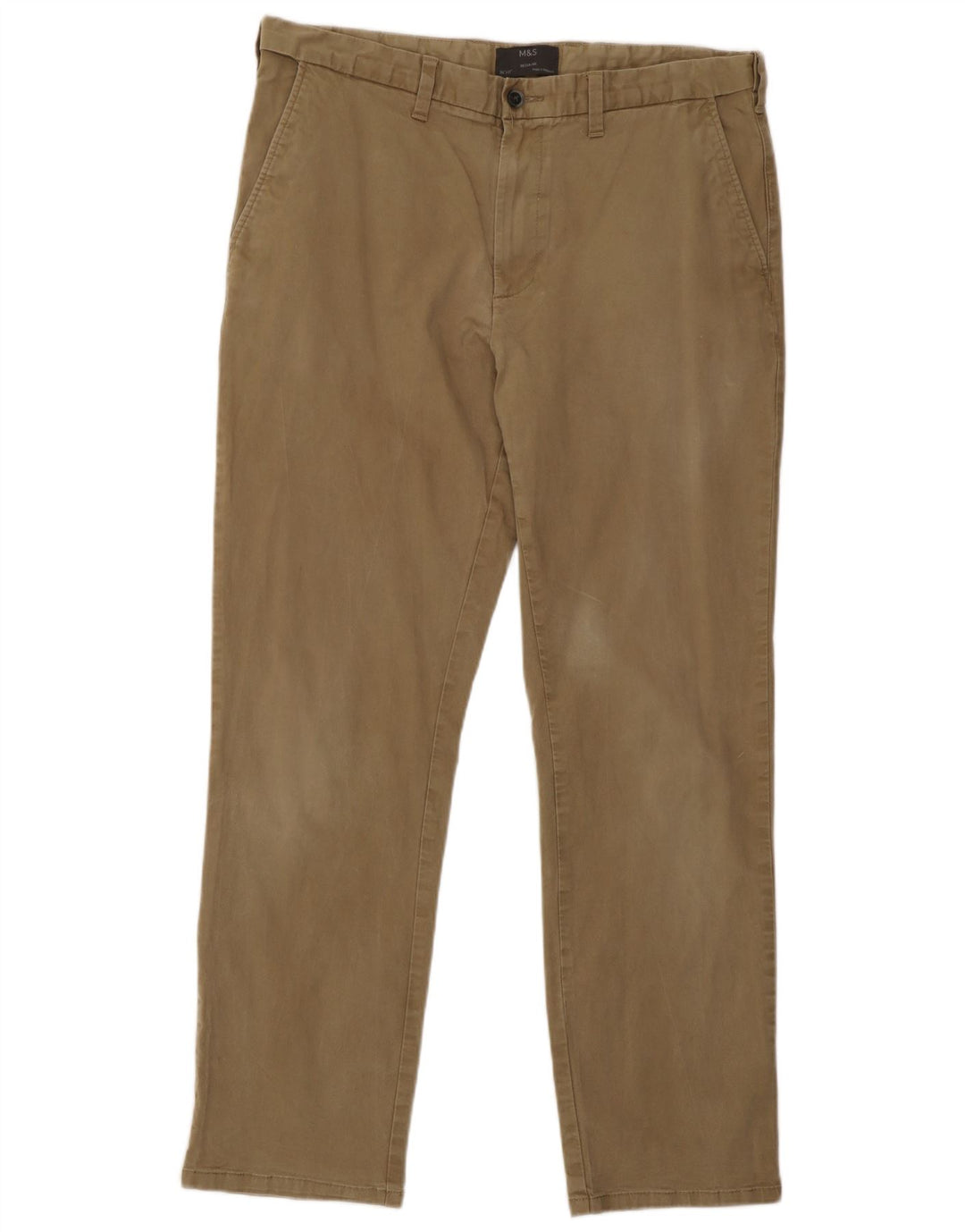 Męskie spodnie chino o regularnym kroju Marks & Spencer W36 L31, bawełna khaki