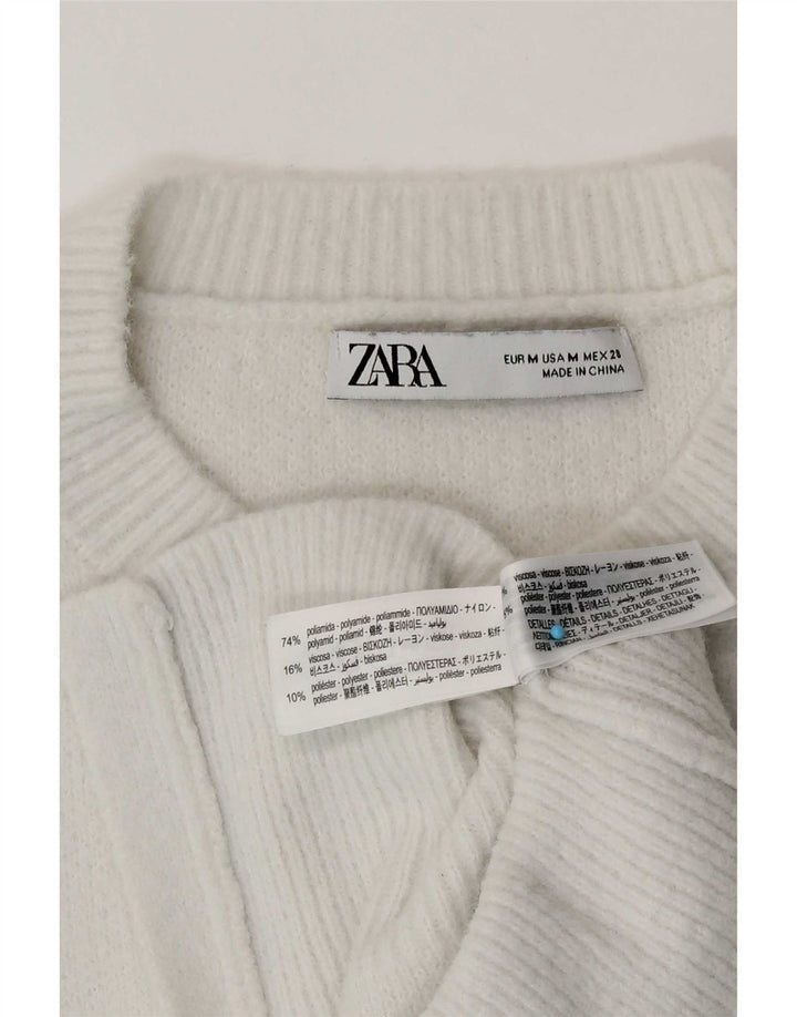 Sweter damski Zara Cardigan UK 12 Średni biały poliamid