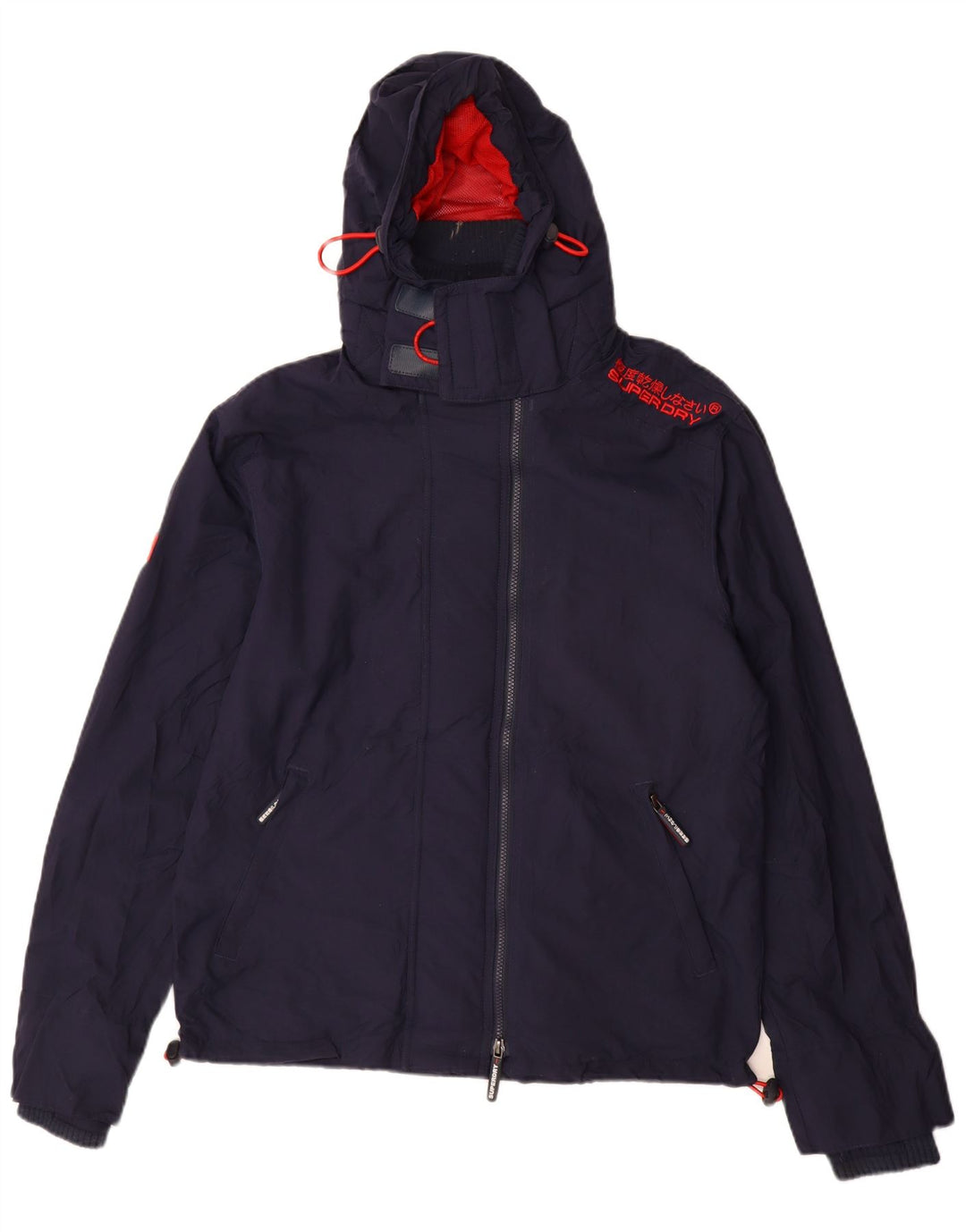 SUPERDRY Męska wiatrówka z kapturem i kapturem UK 40, duża, granatowa