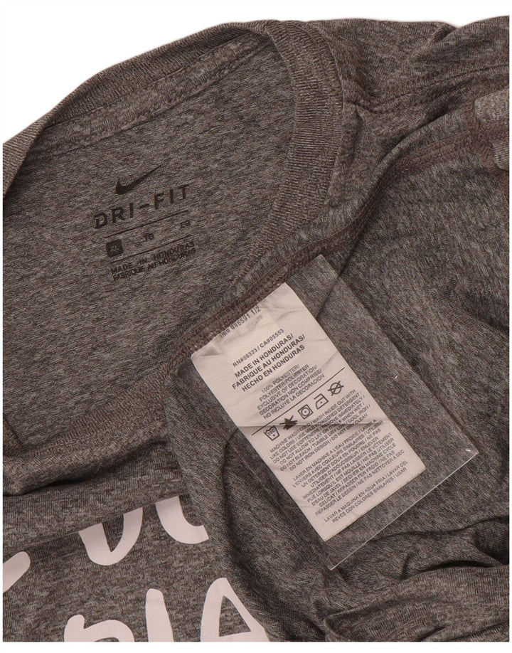 Dziewczęcy T-shirt z grafiką NIKE 13-14 lat XL, szary, nakrapiany poliester