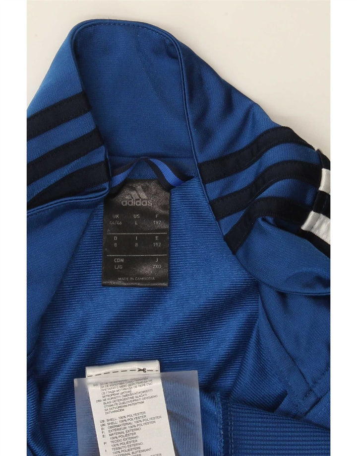 Adidas Męska bluza dresowa UK 44/46 Duży niebieski poliester z blokami kolorów