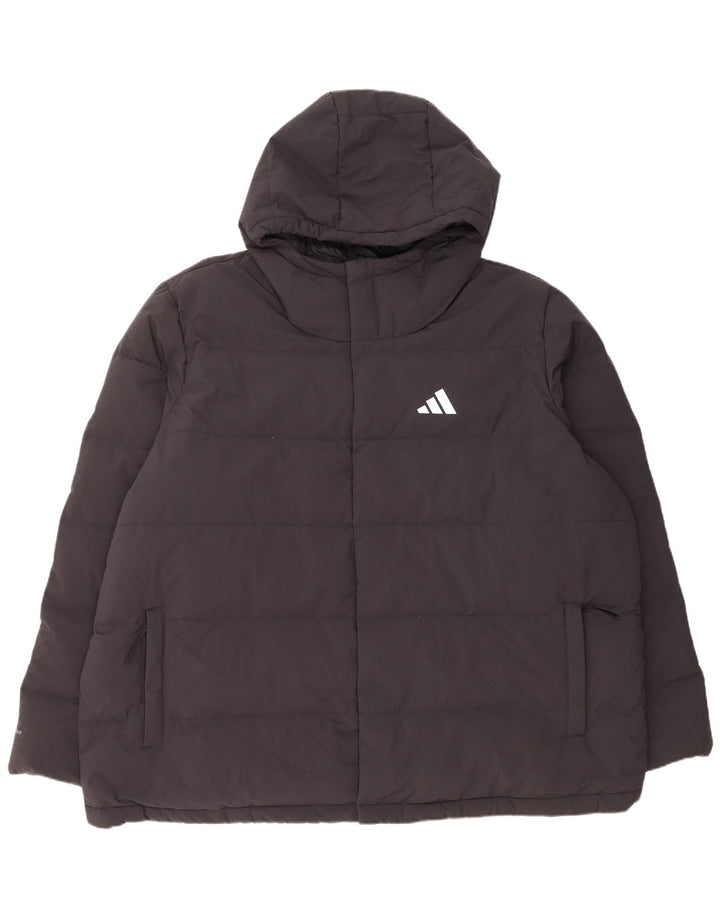 Męska wyściełana kurtka z kapturem Adidas UK 46 3XL Czarny poliester