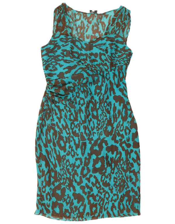 L.K. Damska sukienka bez rękawów Bennett UK 14, średni niebieski nadruk zwierzęcy