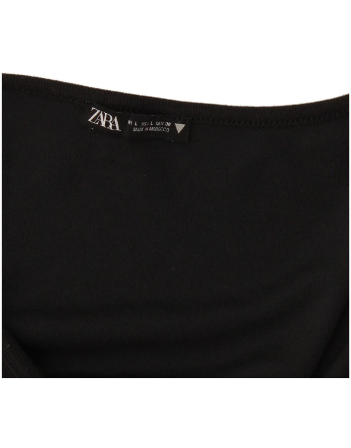 Damski top z długim rękawem Zara UK 14, duży, czarny