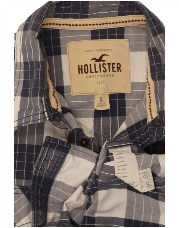 Koszula męska Hollister, mała, bawełniana w granatową kratkę
