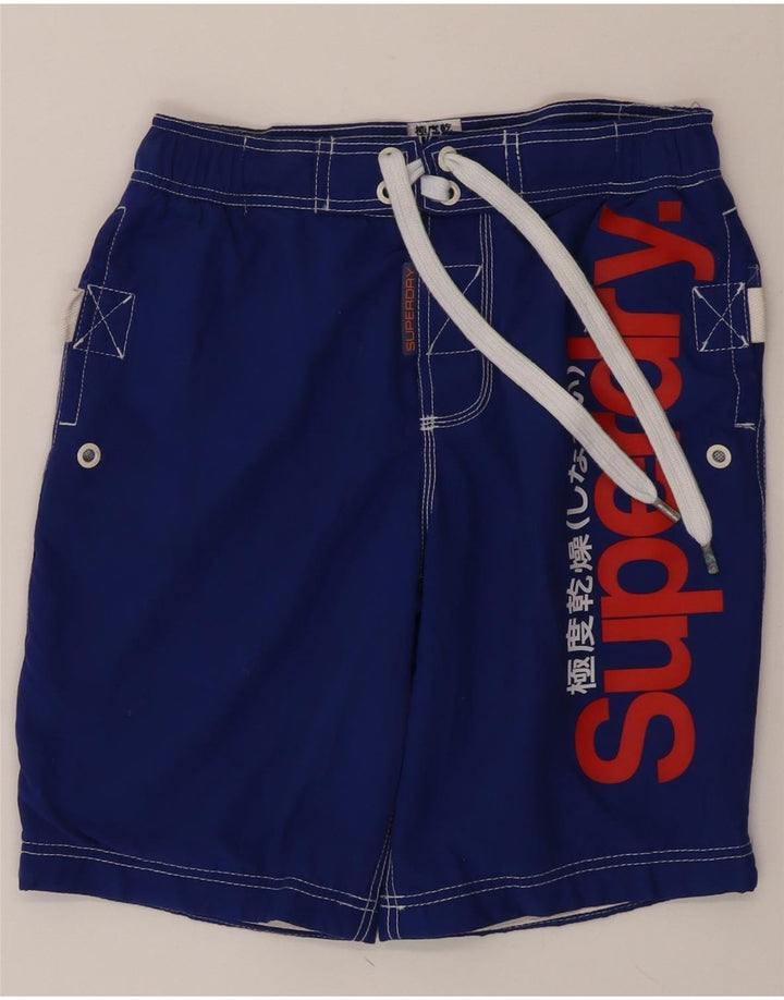 SUPERDRY Mens Graphic Swimming Shorts Small Blue Polyester Vintage Superdry and Second-Hand Superdry from Messina Hembry 