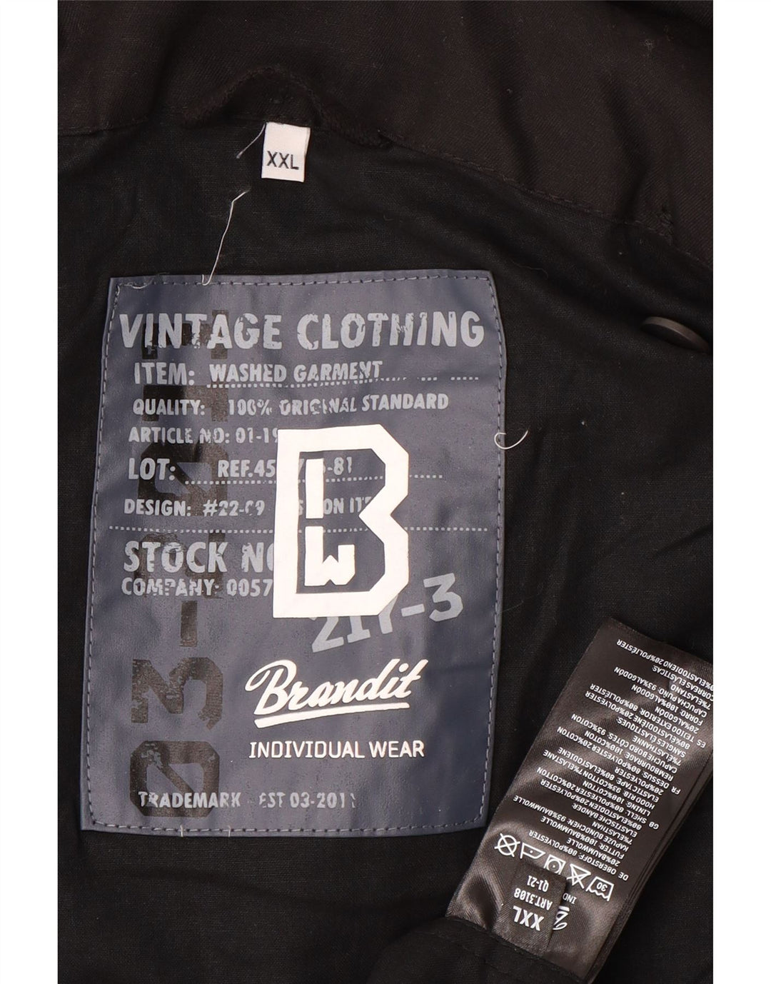 Męska kurtka wojskowa Brandit UK 44 2XL, czarna, bawełniana