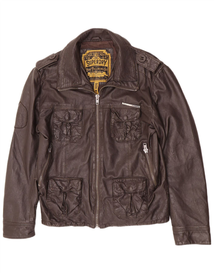 Męska skórzana kurtka wojskowa Superdry UK 42 XL brązowa