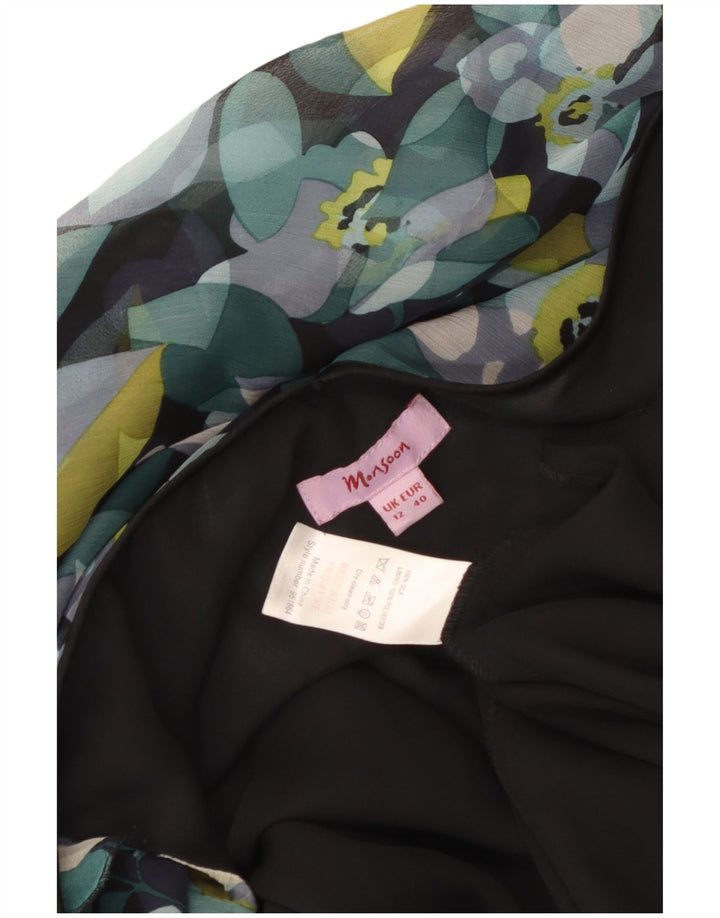 Damska sukienka Sundress Monsoon UK 12 Średni czarny jedwab w kwiaty