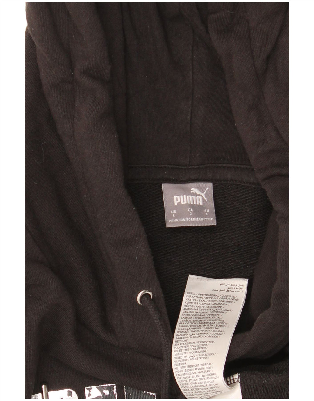 Damski sweter z kapturem i grafiką PUMA UK 16, duży, czarny, bawełniany