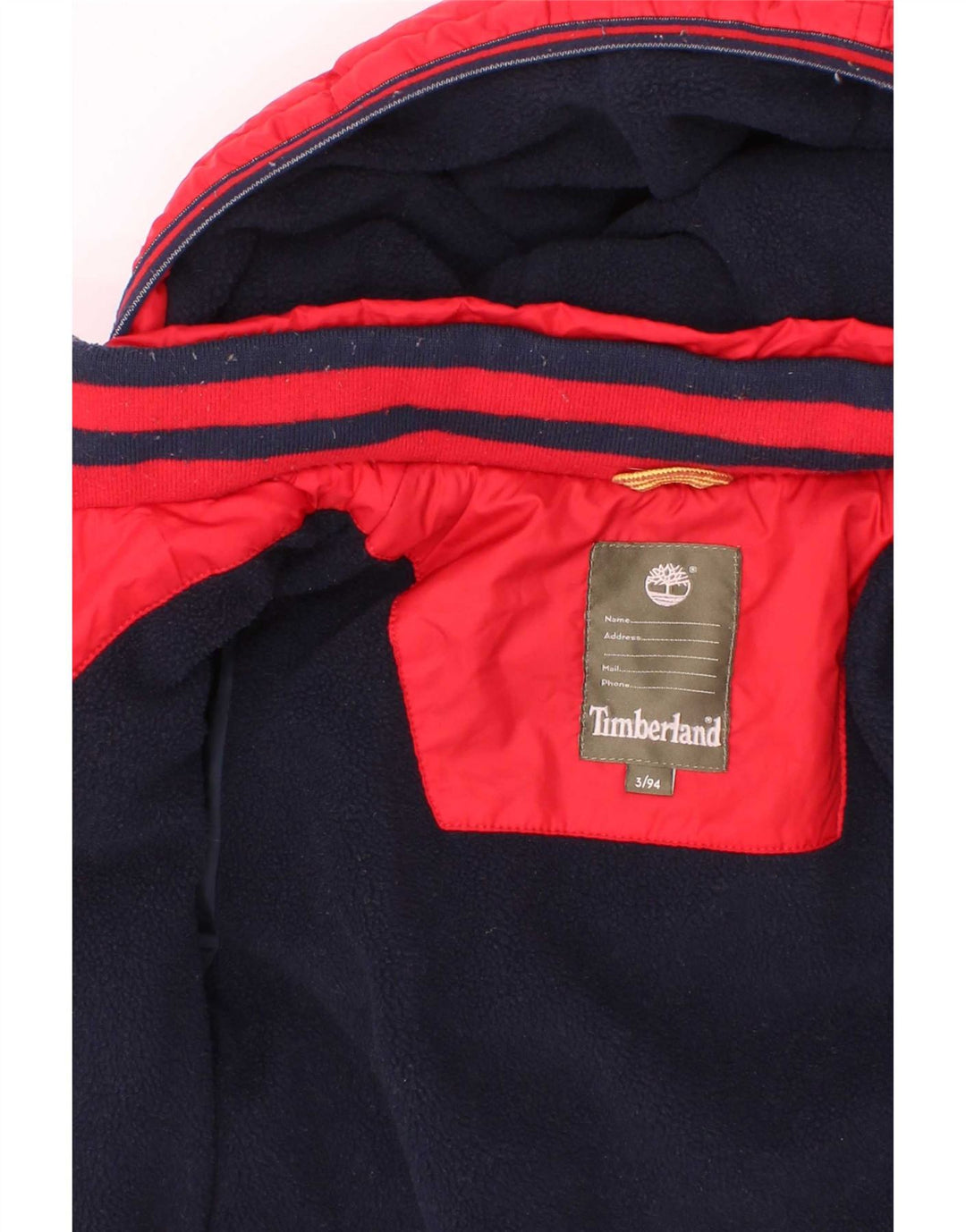 Wyściełana kurtka chłopięca z kapturem Timberland 2-3 lata, czerwona, poliester