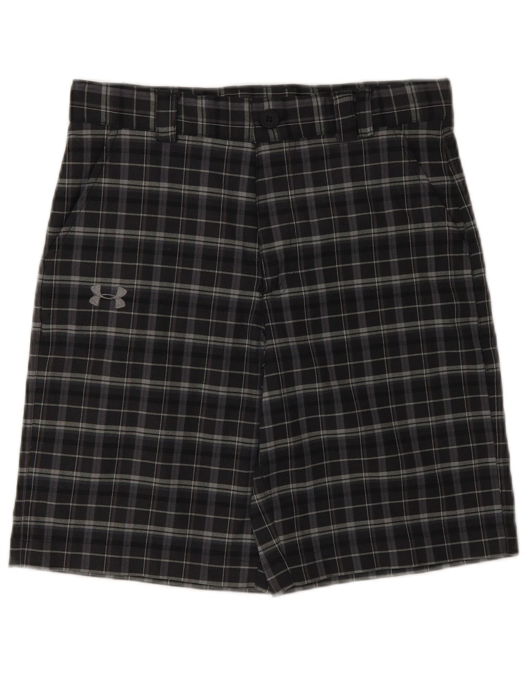 Chłopięce spodenki chino UNDER ARMOUR 11-12 lat, duże W26, szary poliester w kratę