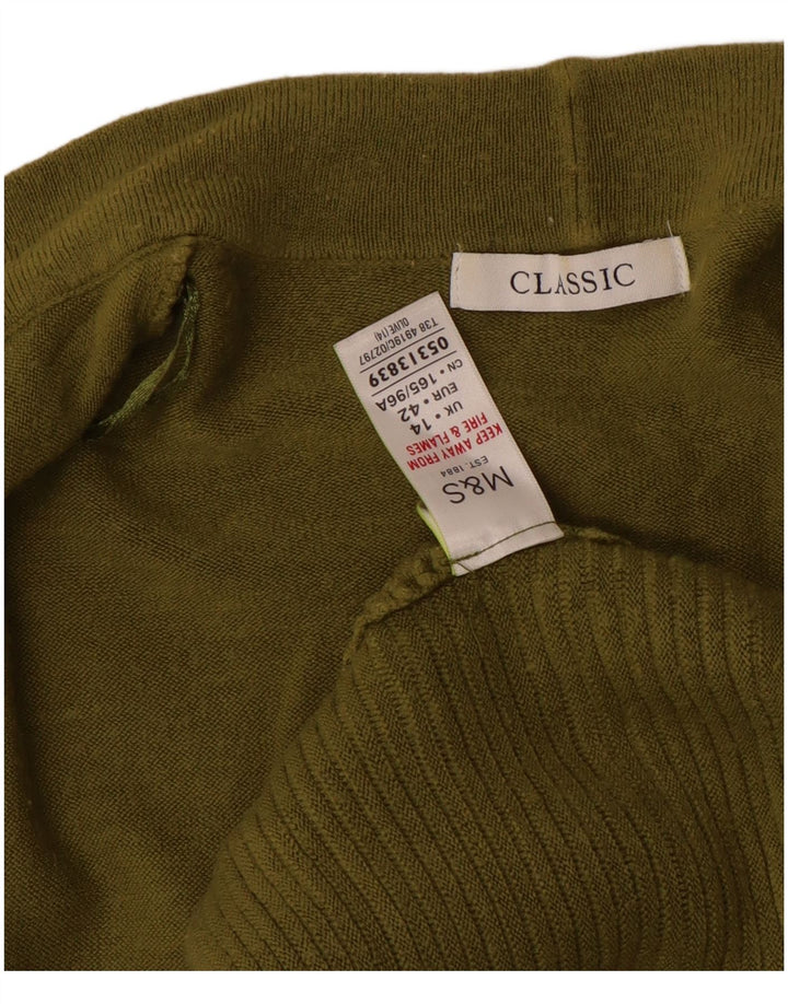 Marks & Spencer Damski sweter rozpinany z rękawami 3/4, UK 14, średni khaki