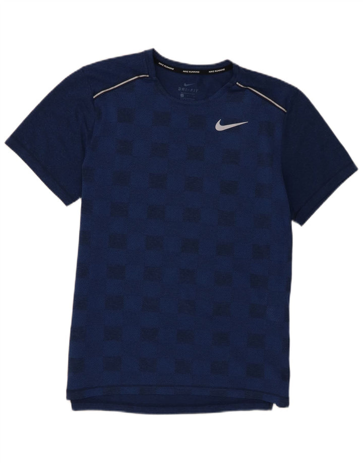 Męski T-shirt Nike Dri Fit, mały, granatowy, geometryczny poliester